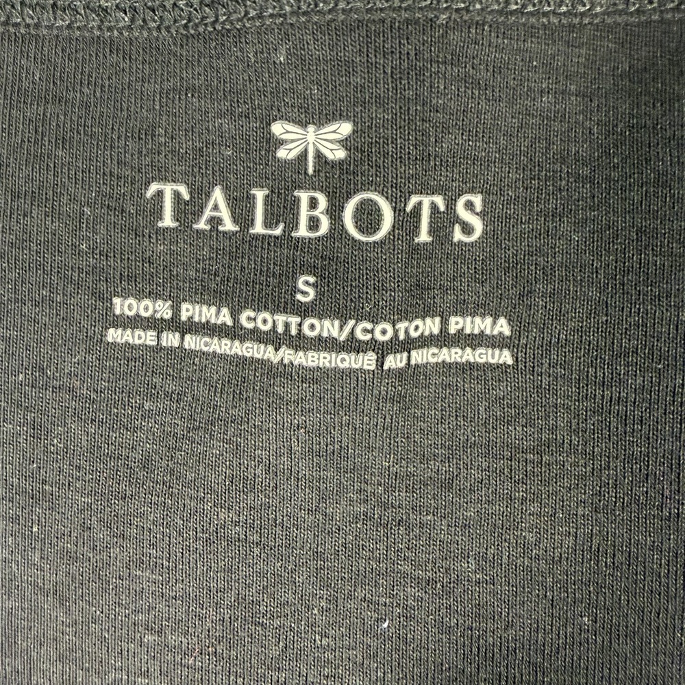 Talbots Tee Women's Black Size Small Long Sleeve Shirt 100% Pima Cotton NWT - Picture 3 of 3